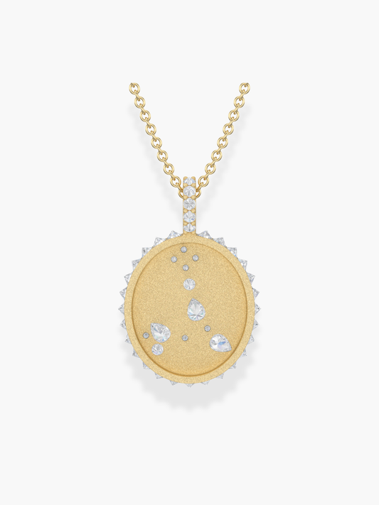 Pisces Zodiac - 18k Yellow Gold and Reversed Diamonds Necklace