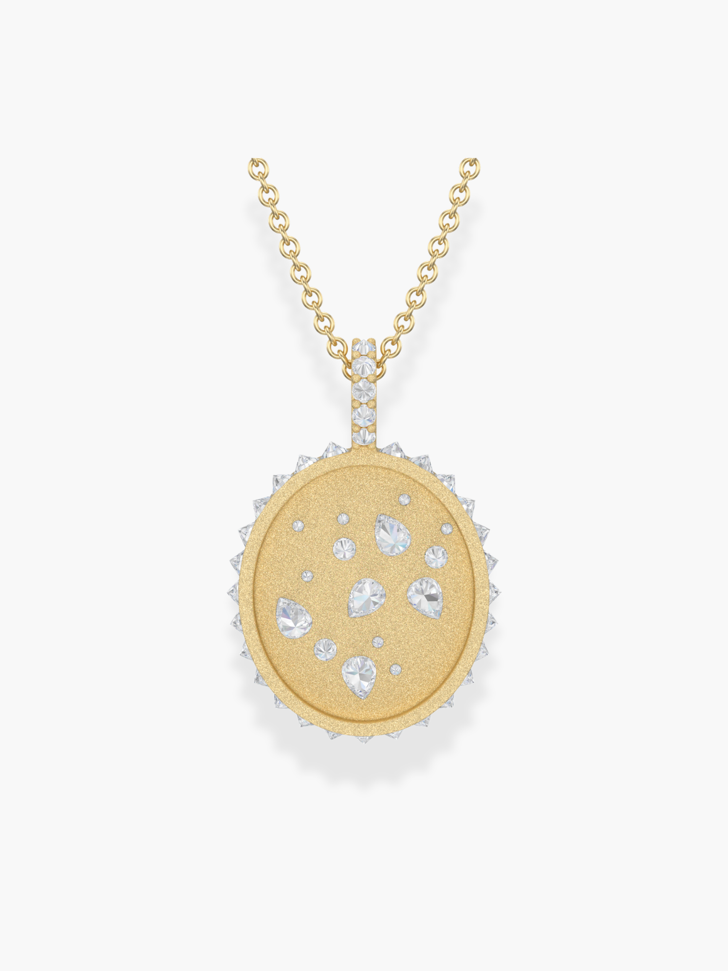 Sagittarius Zodiac - 18k Yellow Gold and Reversed Diamonds Necklace