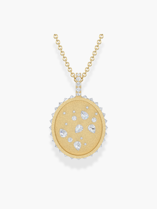 Sagittarius Zodiac - 18k Yellow Gold and Reversed Diamonds Necklace