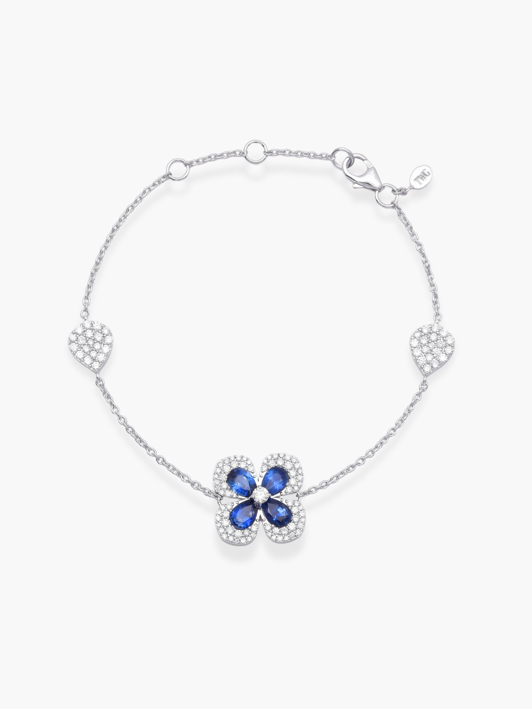 18k White Gold Blue Sapphire and Diamonds Florea Bracelet