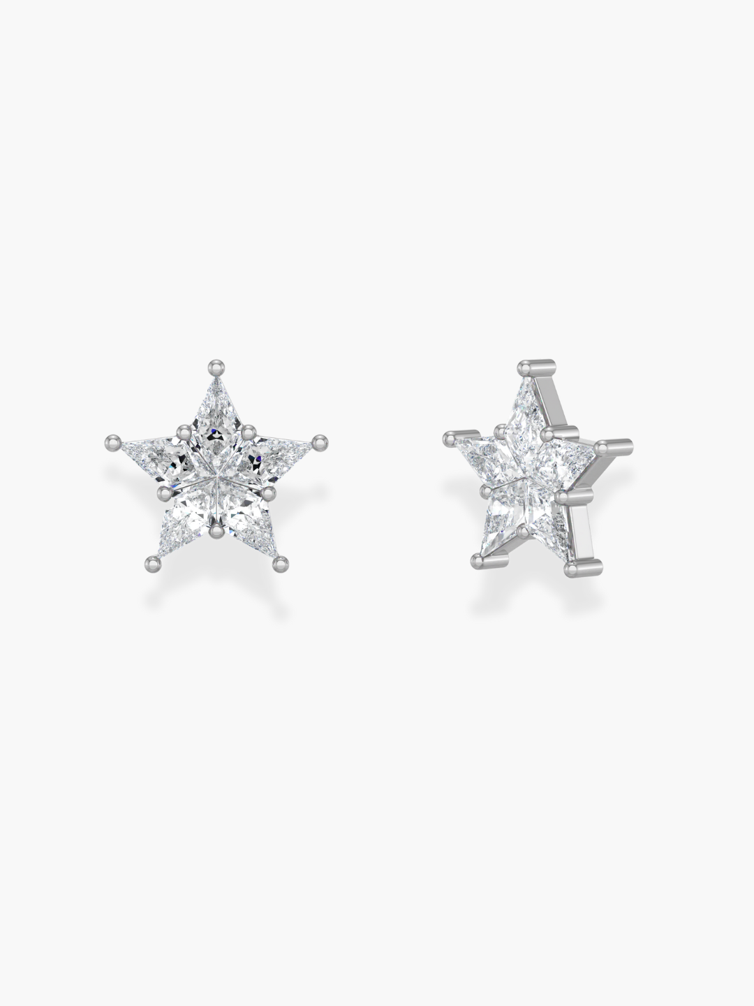 18k White Gold Diamond Star Cluster Earrings