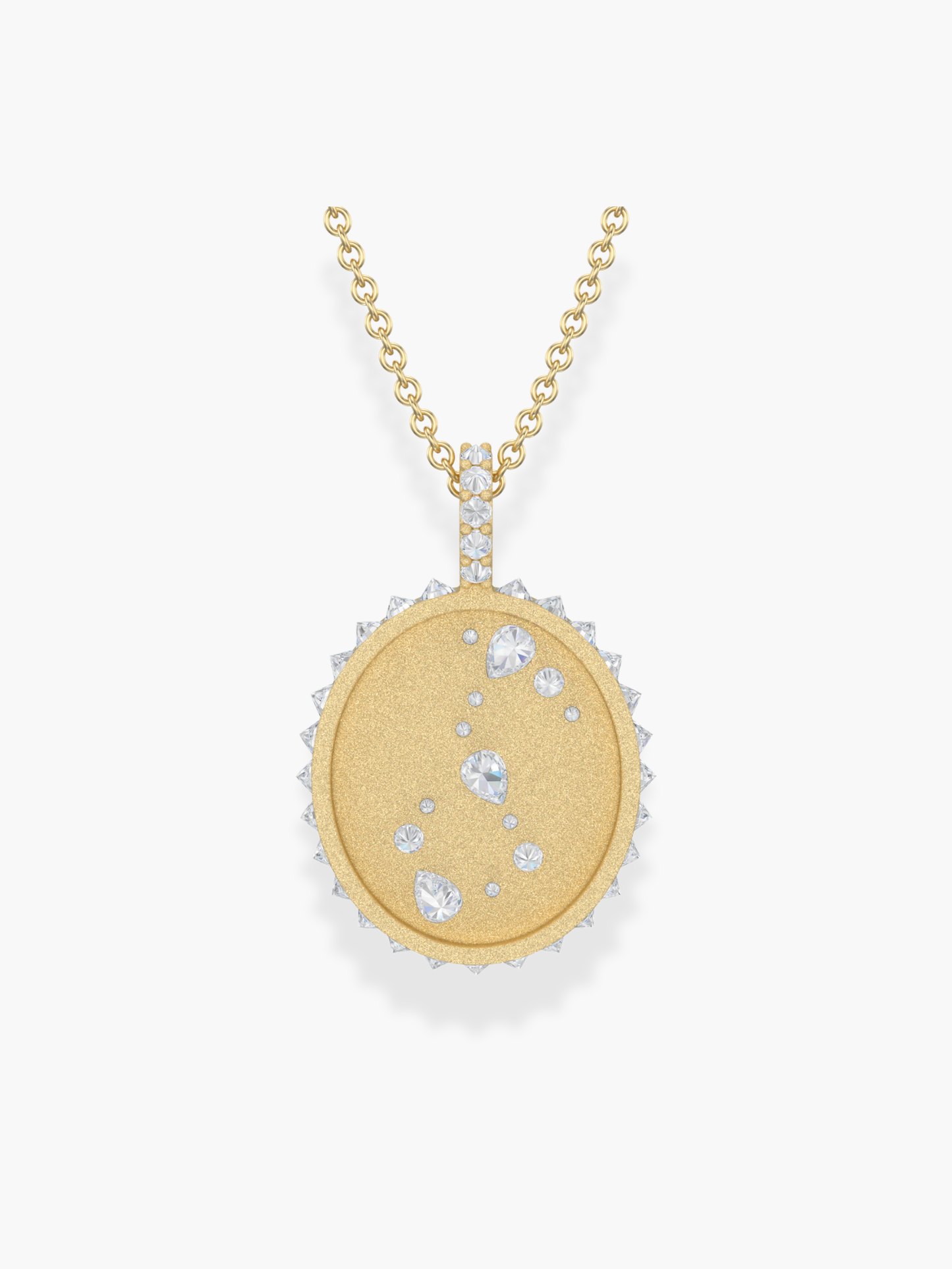 Scorpio Zodiac - 18k Yellow Gold and Reversed Diamonds Necklace