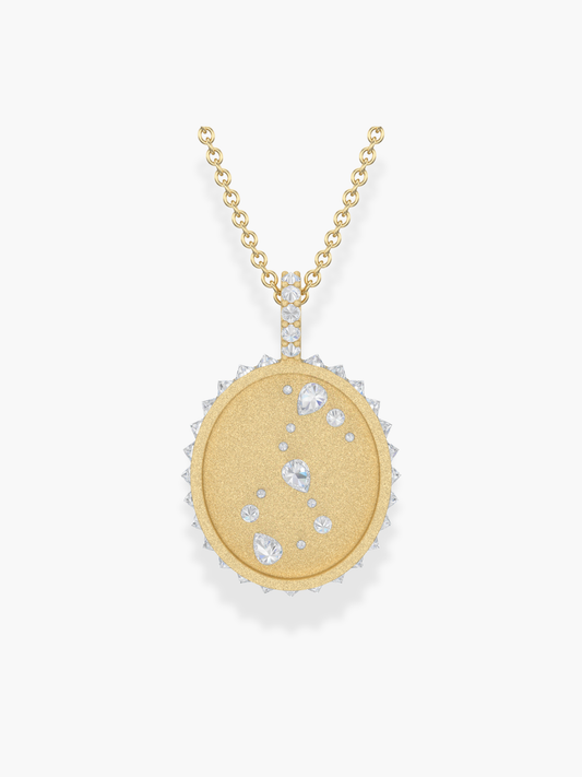 Scorpio Zodiac - 18k Yellow Gold and Reversed Diamonds Necklace
