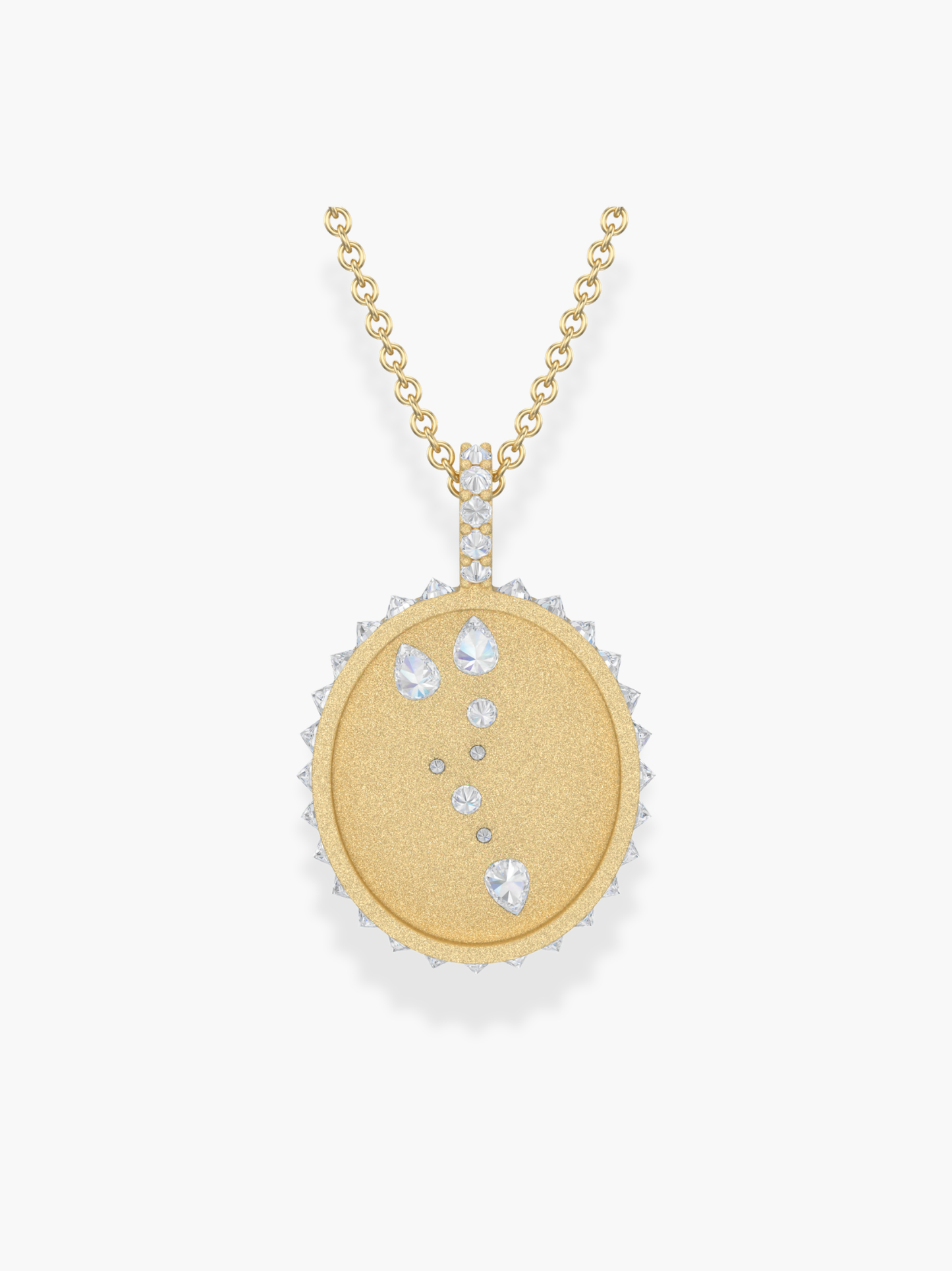 Taurus Zodiac - 18k Yellow Gold and Reversed Diamonds Necklace