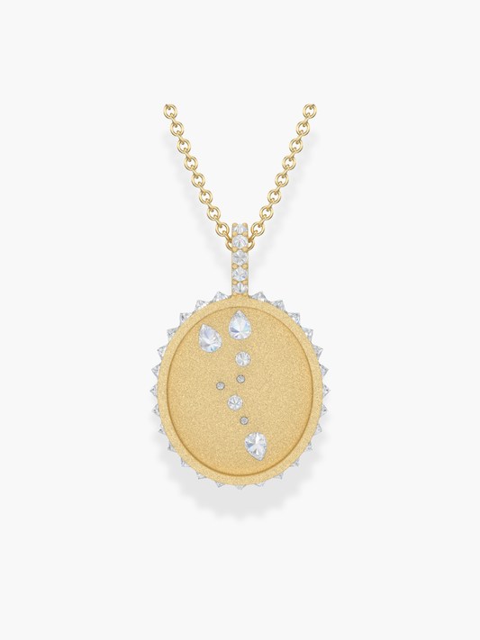 Taurus Zodiac - 18k Yellow Gold and Reversed Diamonds Necklace