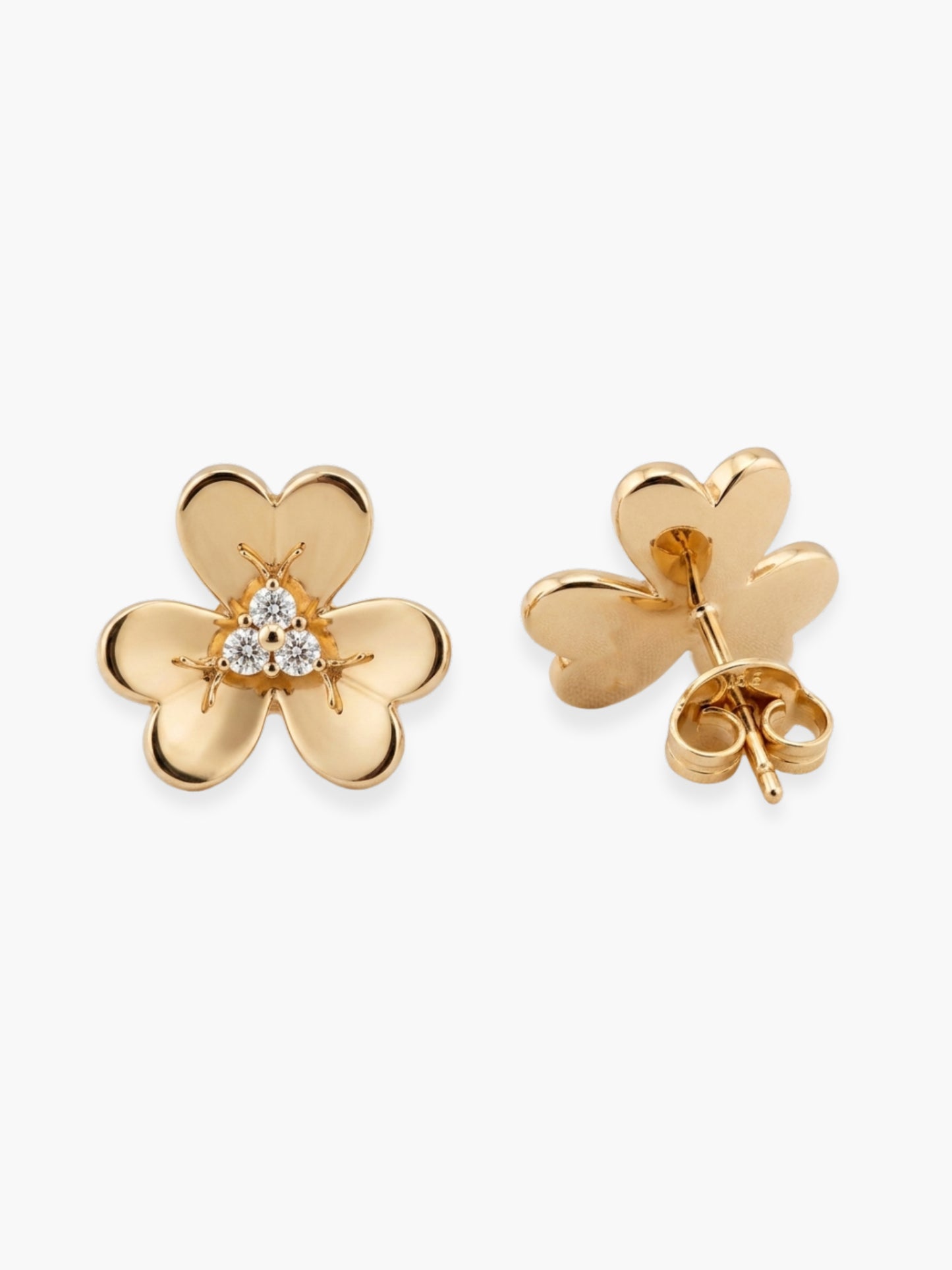 18k Rose Gold Diamond Flower Shaped Earrings