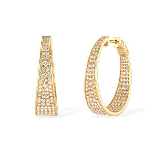 18K Yellow Gold Large Diamond Hoops