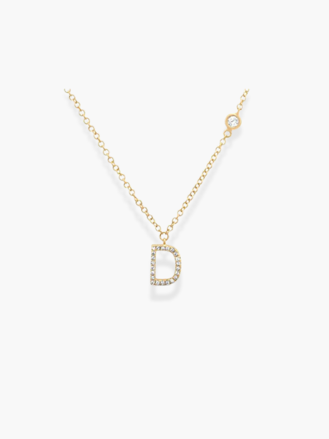 14k Yellow Gold Diamond Initials Necklace