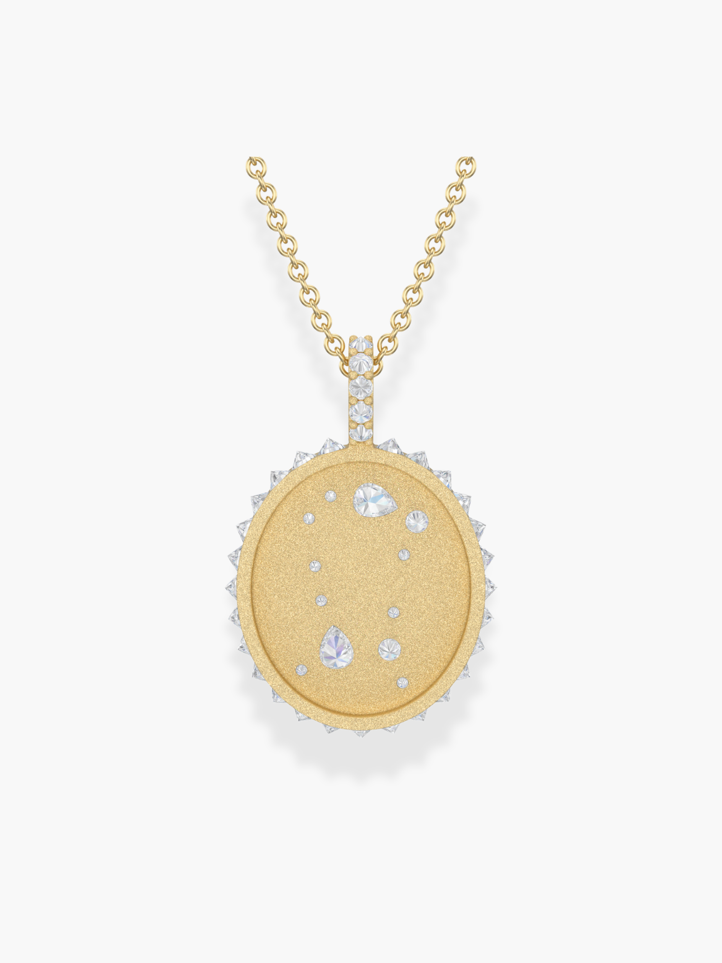 Gemini Zodiac - 18k Yellow Gold and Reversed Diamonds Necklace
