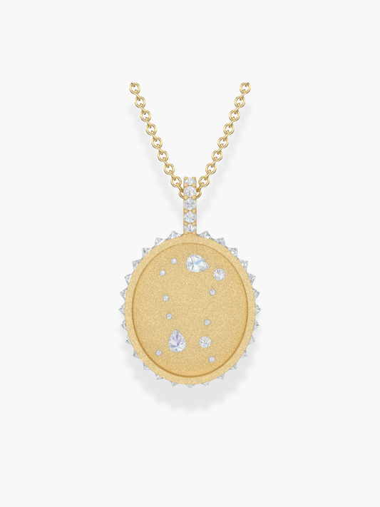 Gemini Zodiac - 18k Yellow Gold and Reversed Diamonds Necklace