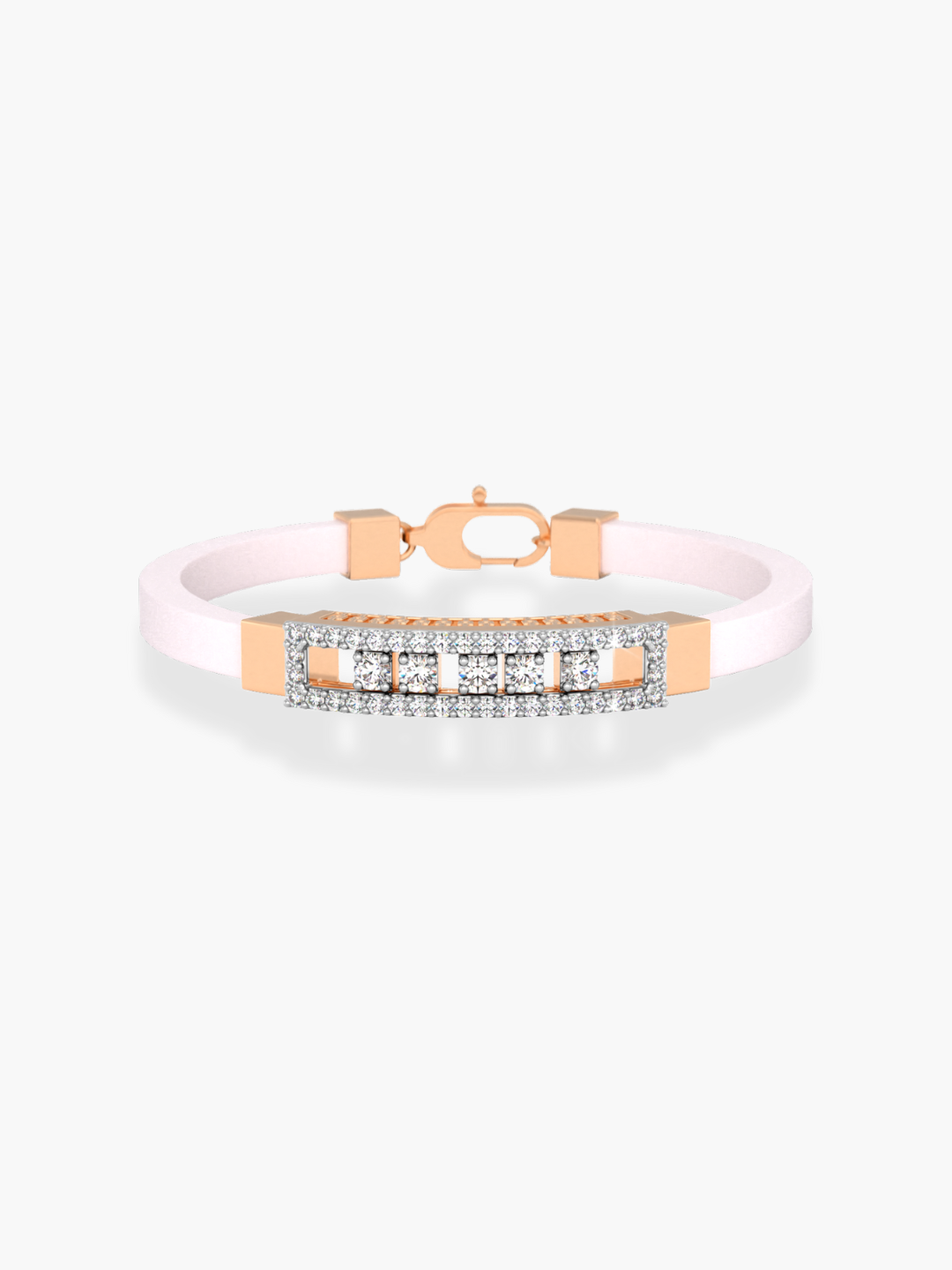 Pink Small Diamond Rubber Slider Bangle