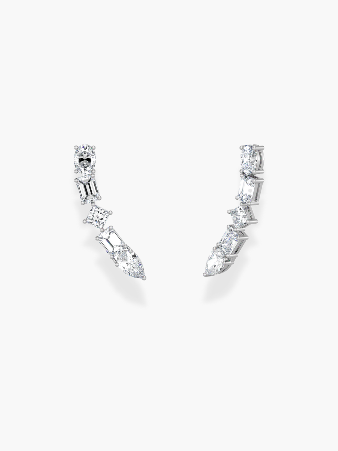 18k White Gold Diamond Climber Earrings
