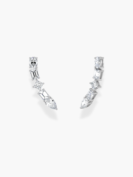 18k White Gold Diamond Climber Earrings