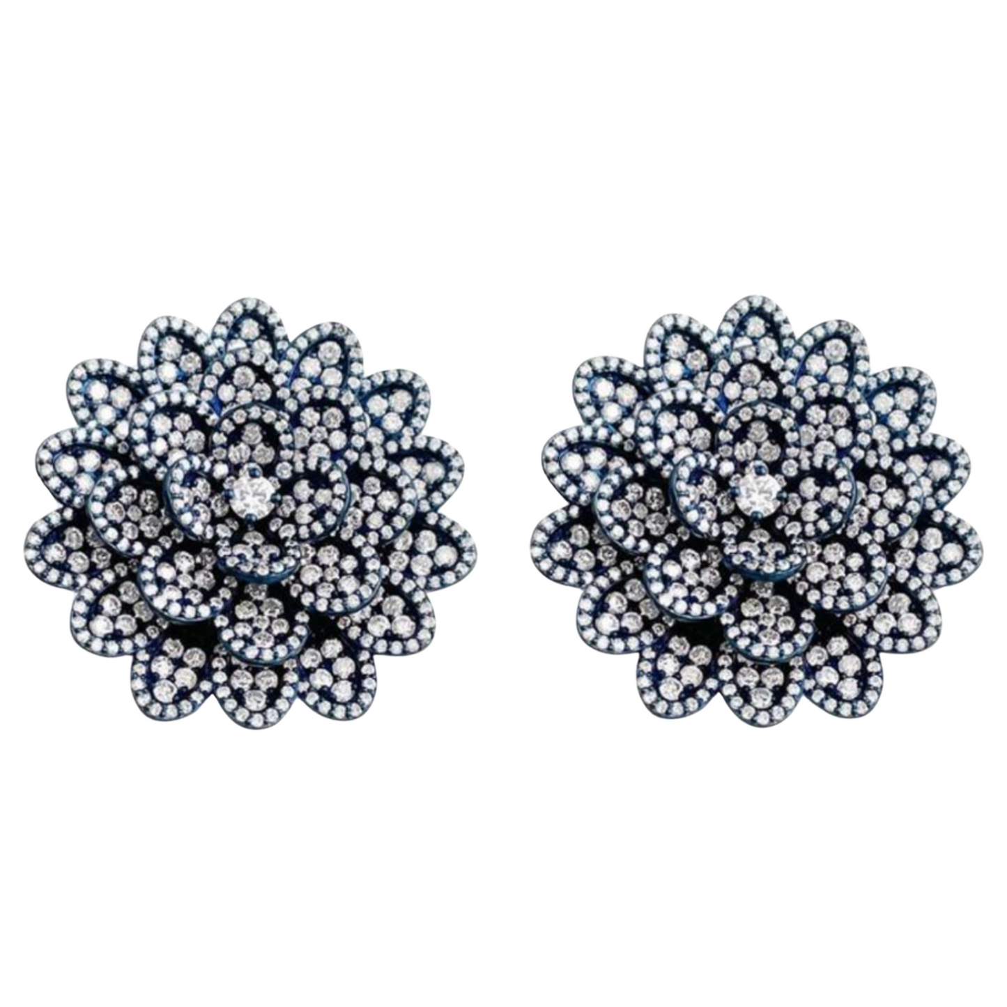 18K White Gold Blue Sapphire and Diamond Earrings