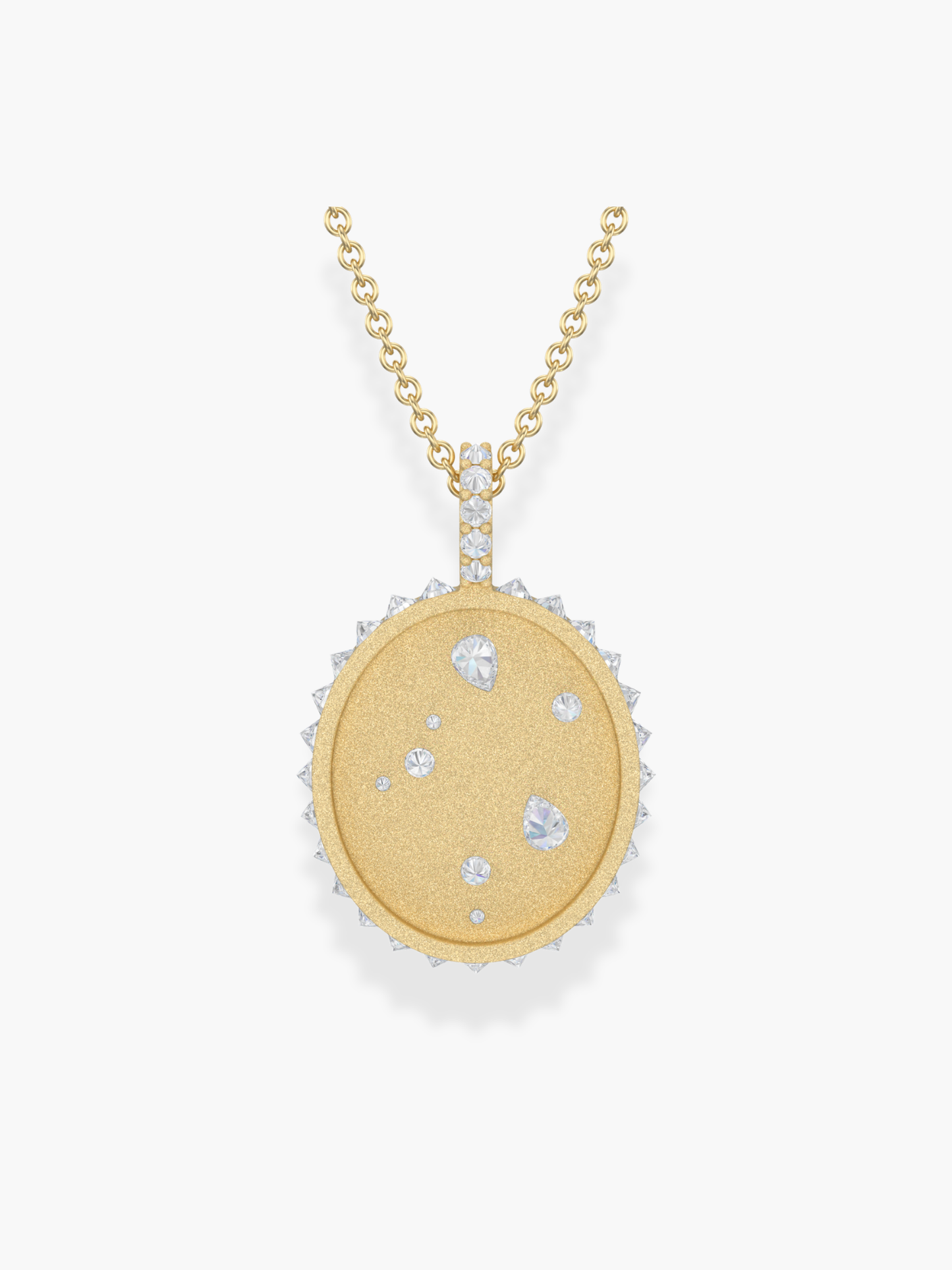 Libra Zodiac - 18k Yellow Gold and Reversed Diamonds Necklace