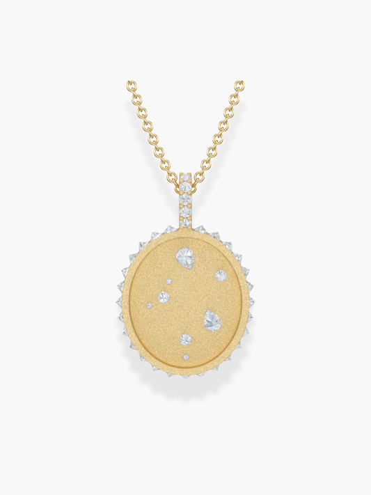 Libra Zodiac - 18k Yellow Gold and Reversed Diamonds Necklace