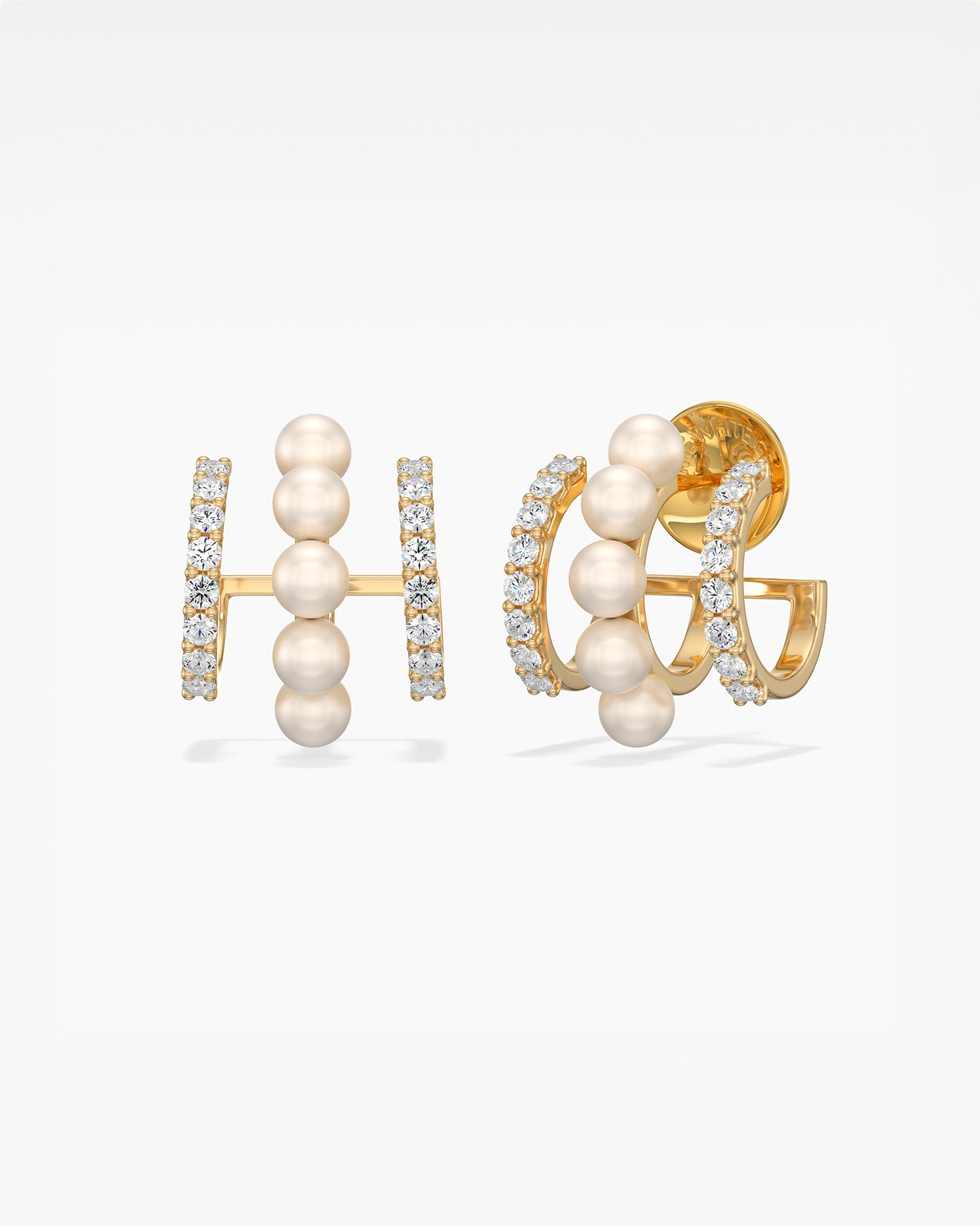 18k Rose Gold Diamond and Pearls Earrings