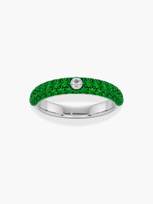 18K Yellow Gold Diamond and Tsavorite Ring