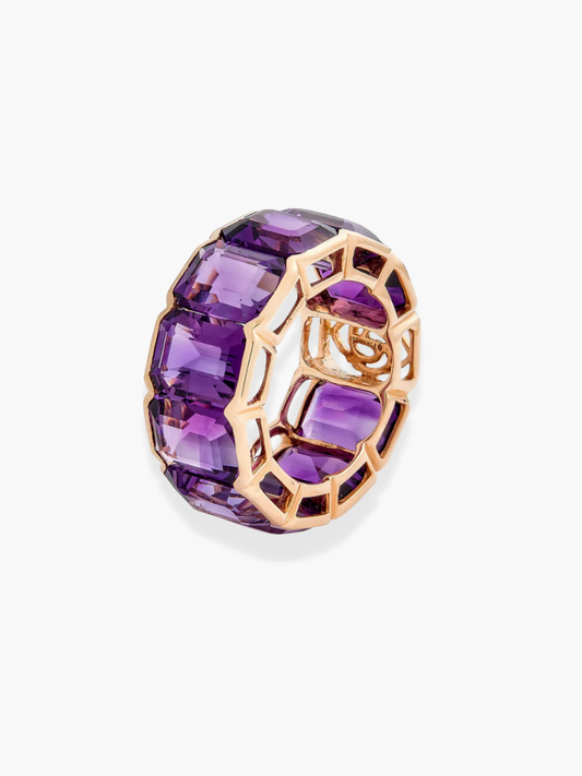 18k Rose Gold Amethyst Pietra Emerald Cut Ring