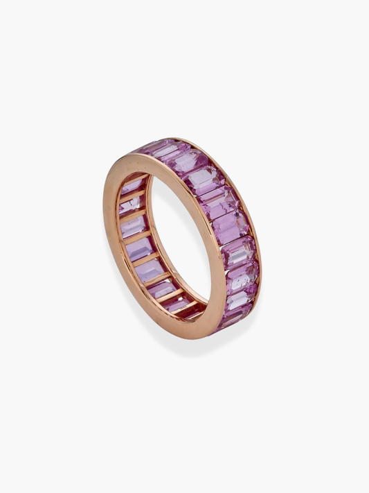 18k rose gold pink sapphire eternity channel set band