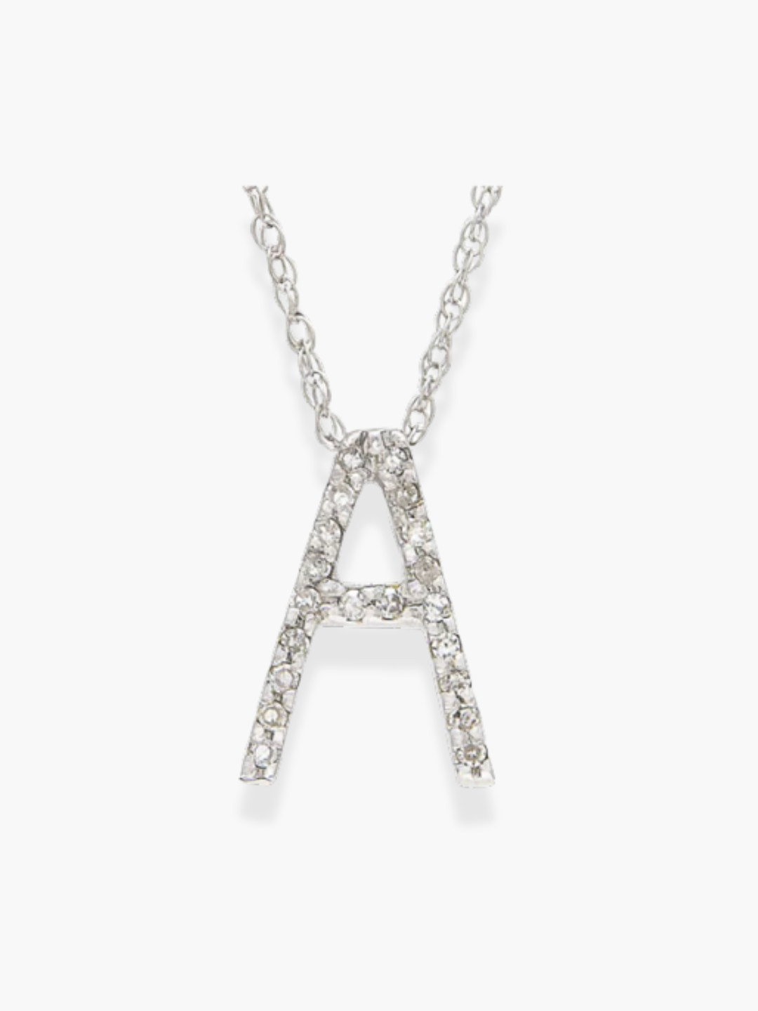 14k White Gold Initial Necklace