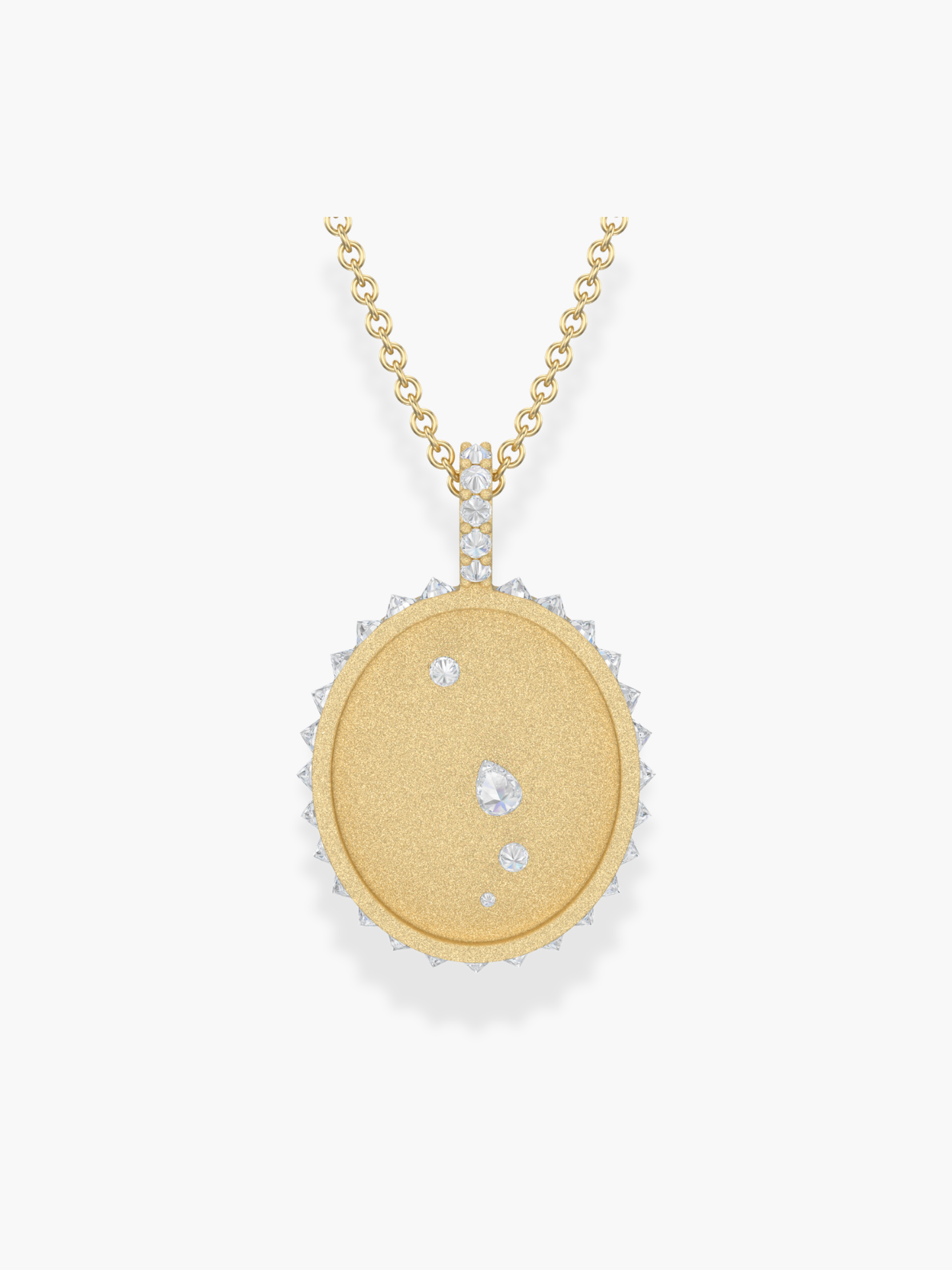 Aries Zodiac - 18k Yellow Gold and Reversed Diamonds Necklace