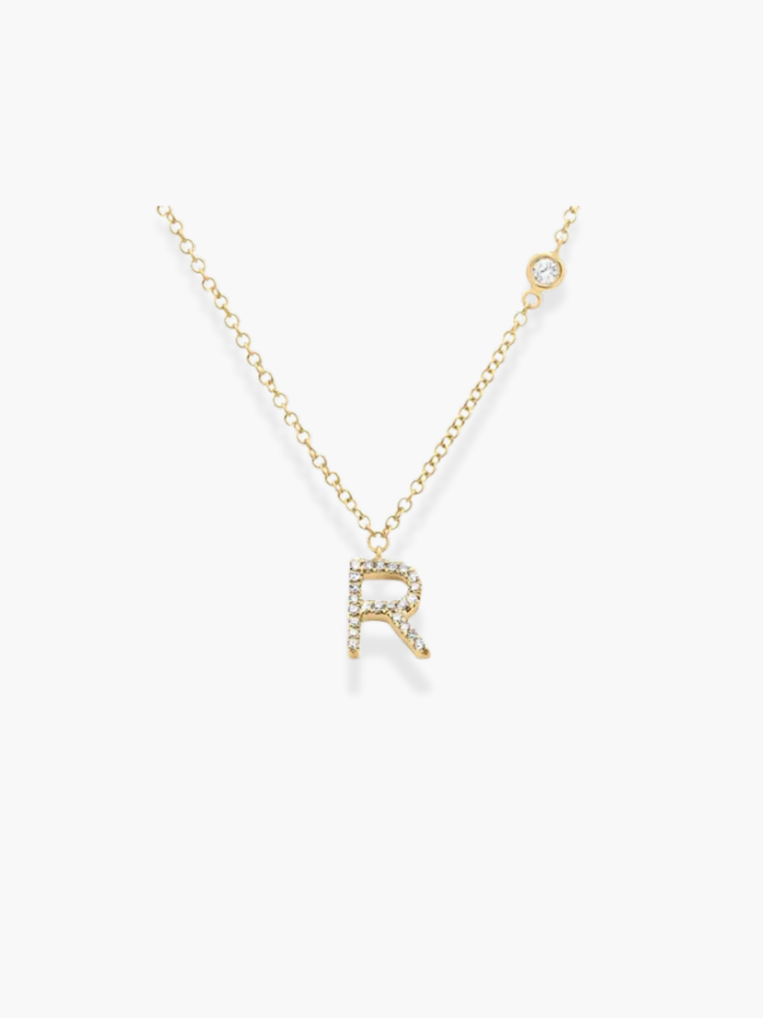 14k Yellow Gold Diamond Initials Necklace