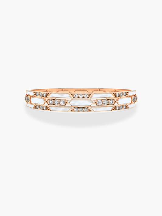 18k Rose Gold Diamond and Mother of Pearl Bangle