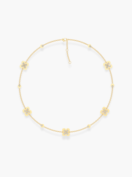 18k Yellow Gold Florea Diamond 5 Motif Necklace