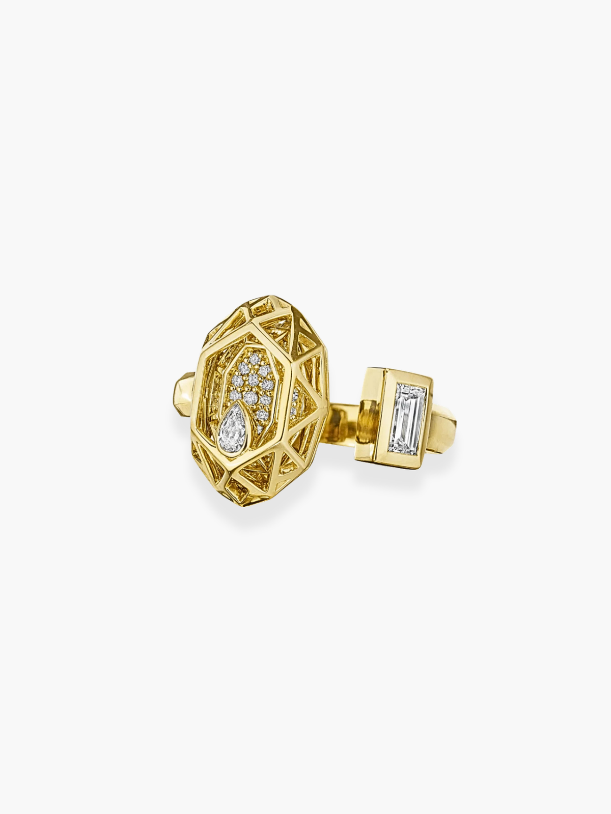 18k Yellow Gold and Diamond Hueb Ring