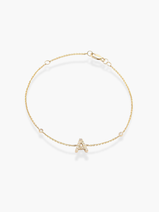 14K Yellow Gold Diamond Initials Bracelet