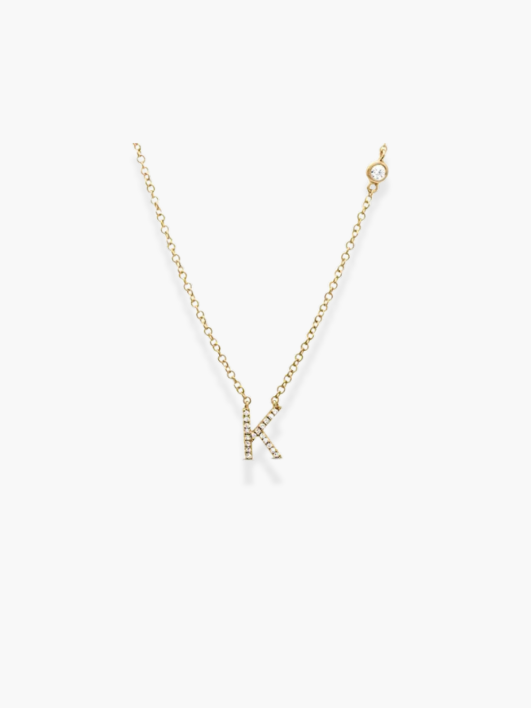 14k Yellow Gold Diamond Initials Necklace