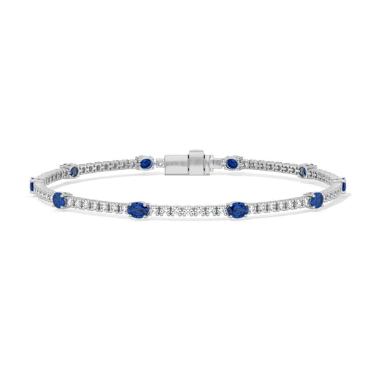 18k white gold blue sapphires and diamonds bracelet.