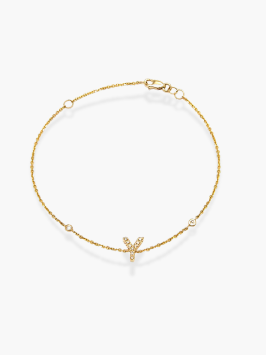 14K Yellow Gold Diamond Initials Bracelet
