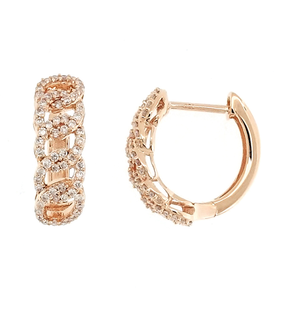 18k rose gold diamond hoops