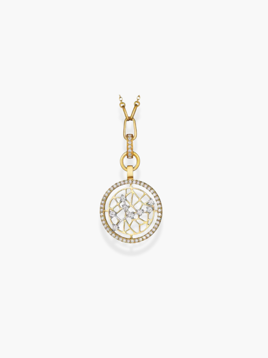 Virgo Zodiac - 18k Yellow Gold and White Diamonds Necklace