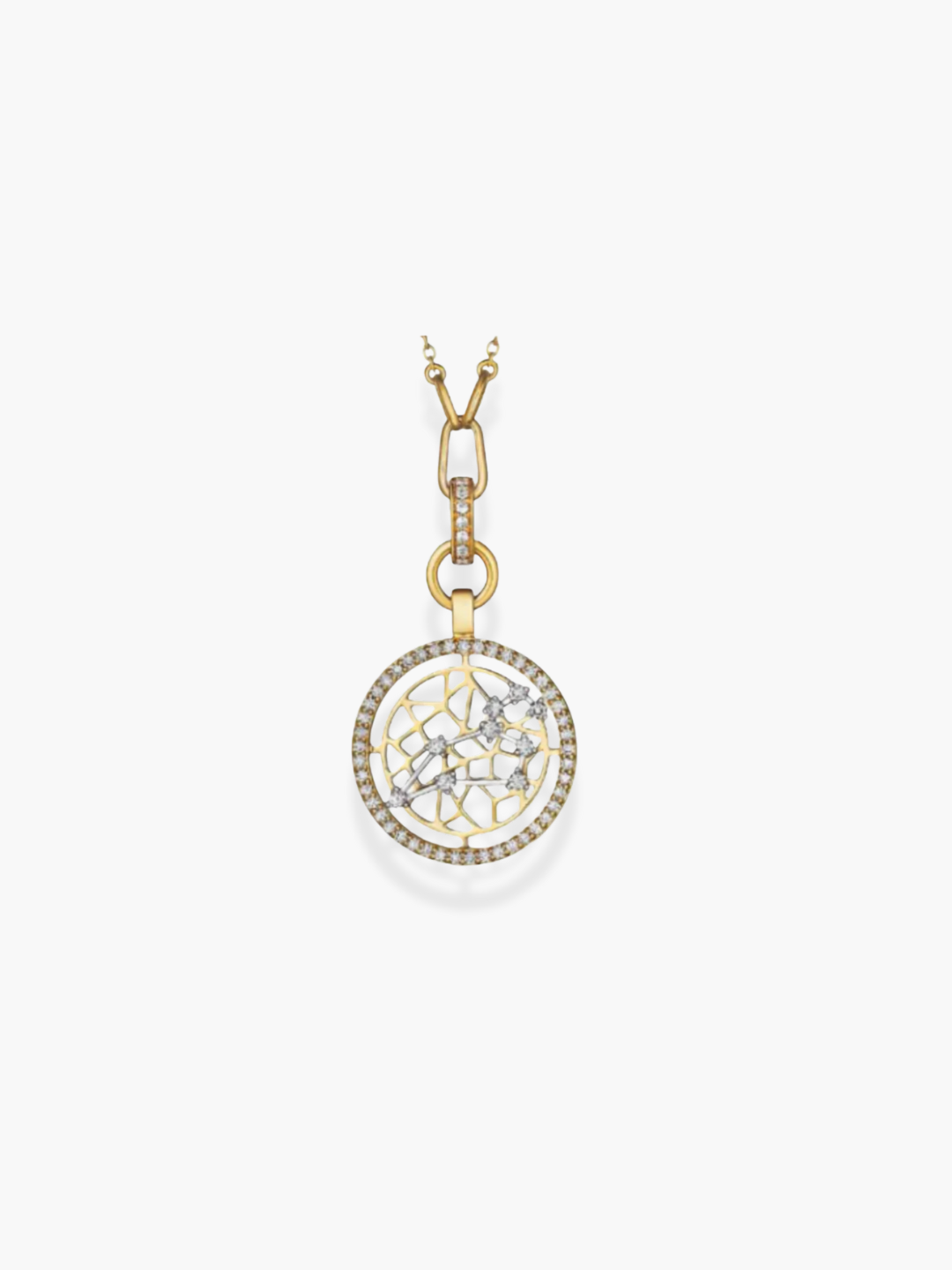 Leo Zodiac - 18k Yellow Gold and White Diamonds Necklace