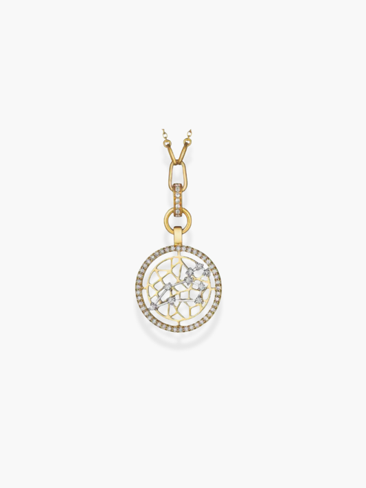 Leo Zodiac - 18k Yellow Gold and White Diamonds Necklace