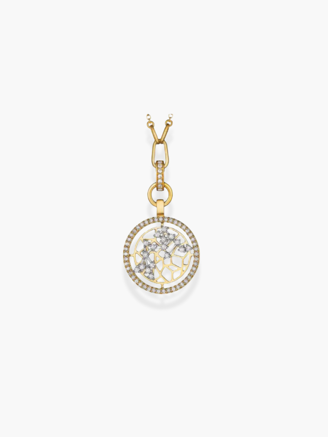 Aquarius Zodiac - 18k Yellow Gold and White Diamonds Necklace