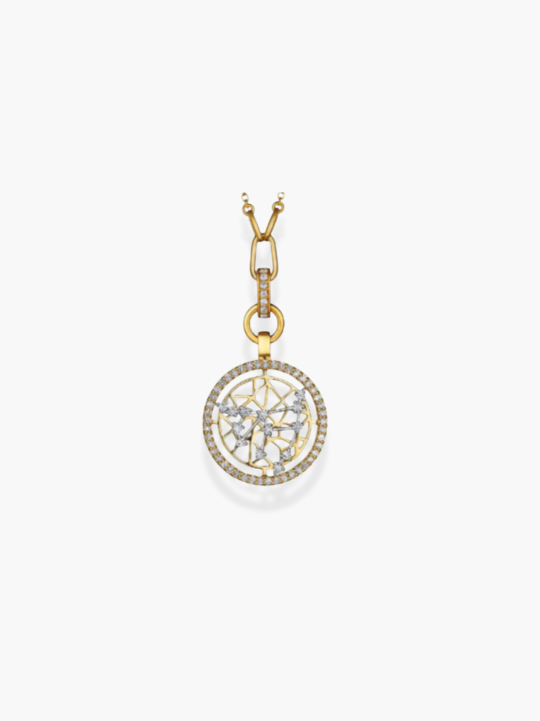 Capricorn Zodiac - 18k Yellow Gold and White Diamonds Necklace