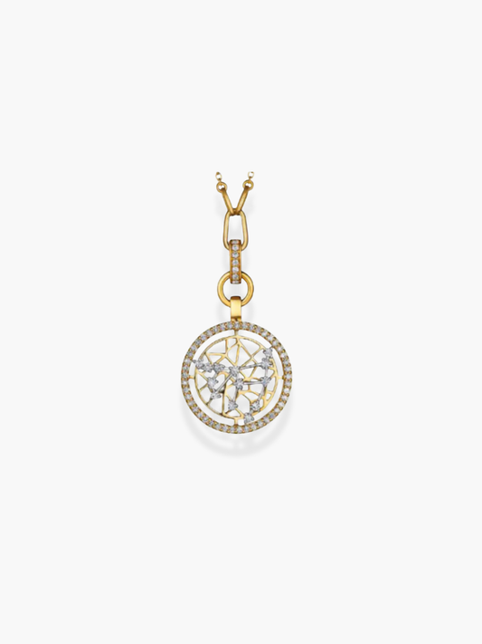 Capricorn Zodiac - 18k Yellow Gold and White Diamonds Necklace