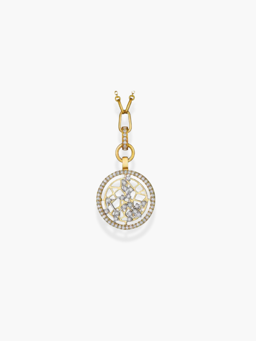 Sagittarius Zodiac - 18k Yellow Gold and White Diamonds Necklace