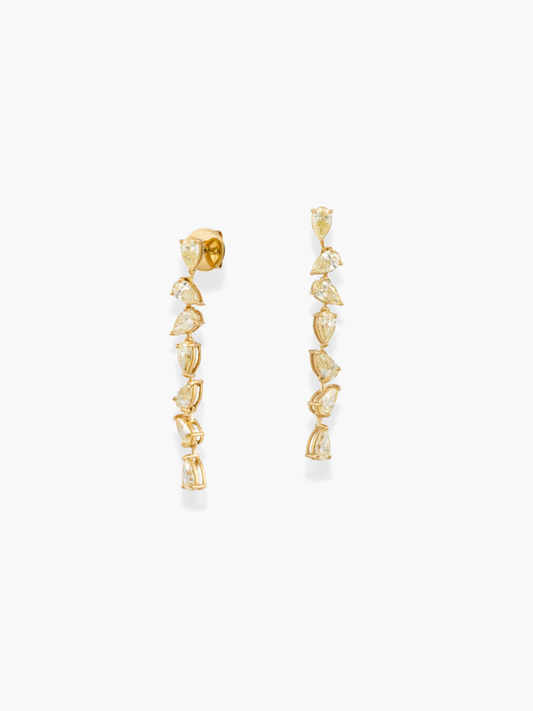 18k Long Fancy Yellow Diamond Earrings