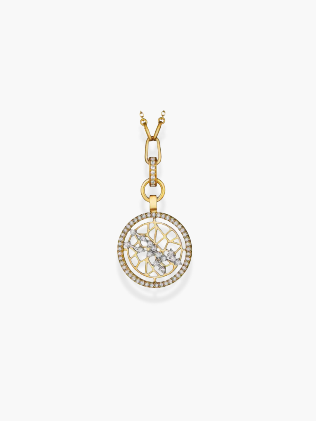 Taurus Zodiac - 18k Yellow Gold and White Diamonds Necklace