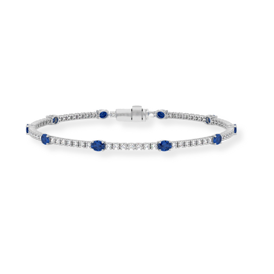 18K White Gold Diamond and Blue Sapphire Bracelet