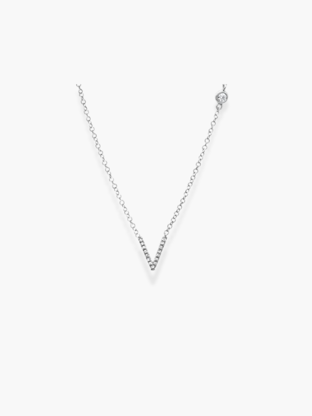 14k White Gold Diamond Initial Necklace