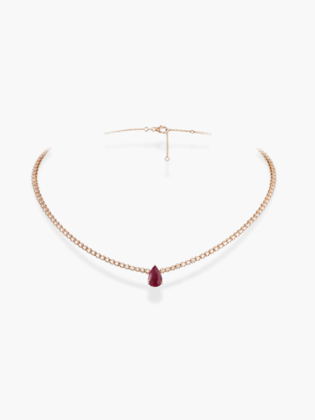 18K ROSE GOLD DIAMOND AND RUBY NECKLACE CHOKER