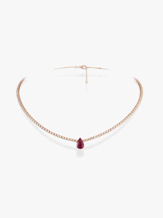 18K ROSE GOLD DIAMOND AND RUBY NECKLACE CHOKER