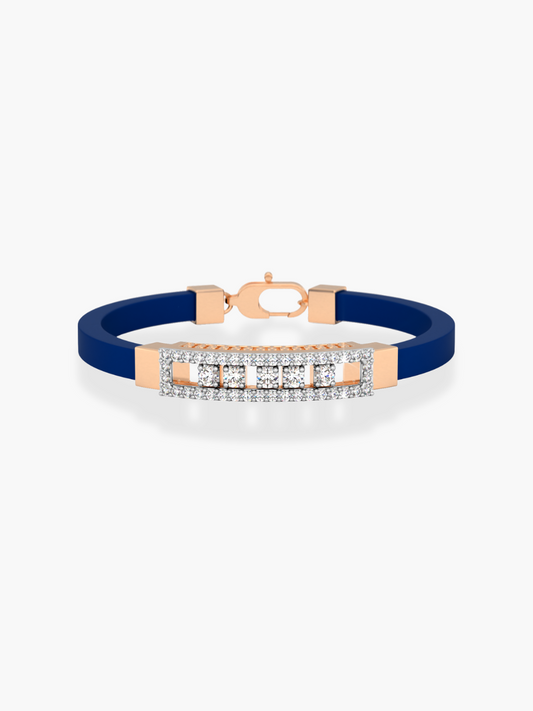Blue Small Diamond Rubber Slider Bangle