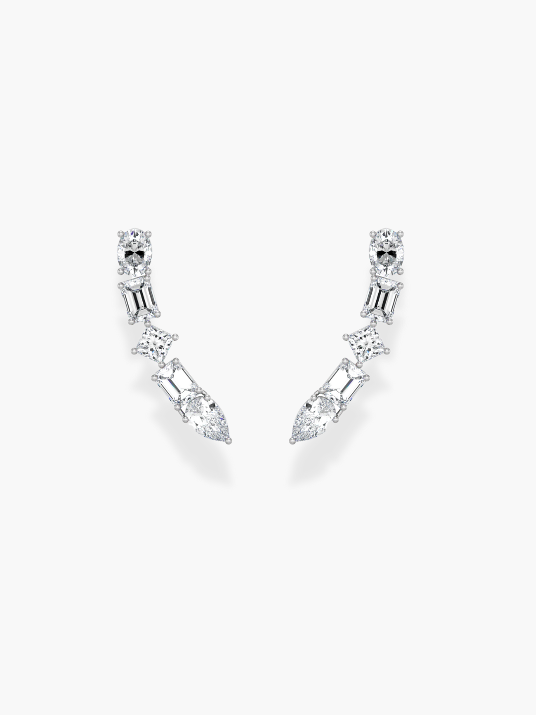 18k White Gold Diamond Climber Earrings